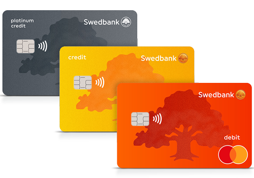 Bild på bankkort och betal- och kreditkort.